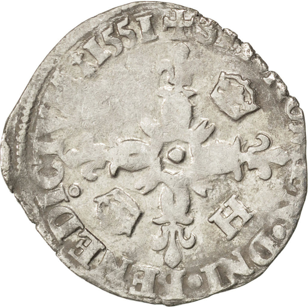 Moneda, Francia, Douzain, 1551, Nantes, BC+, Vellón, Sombart:4380