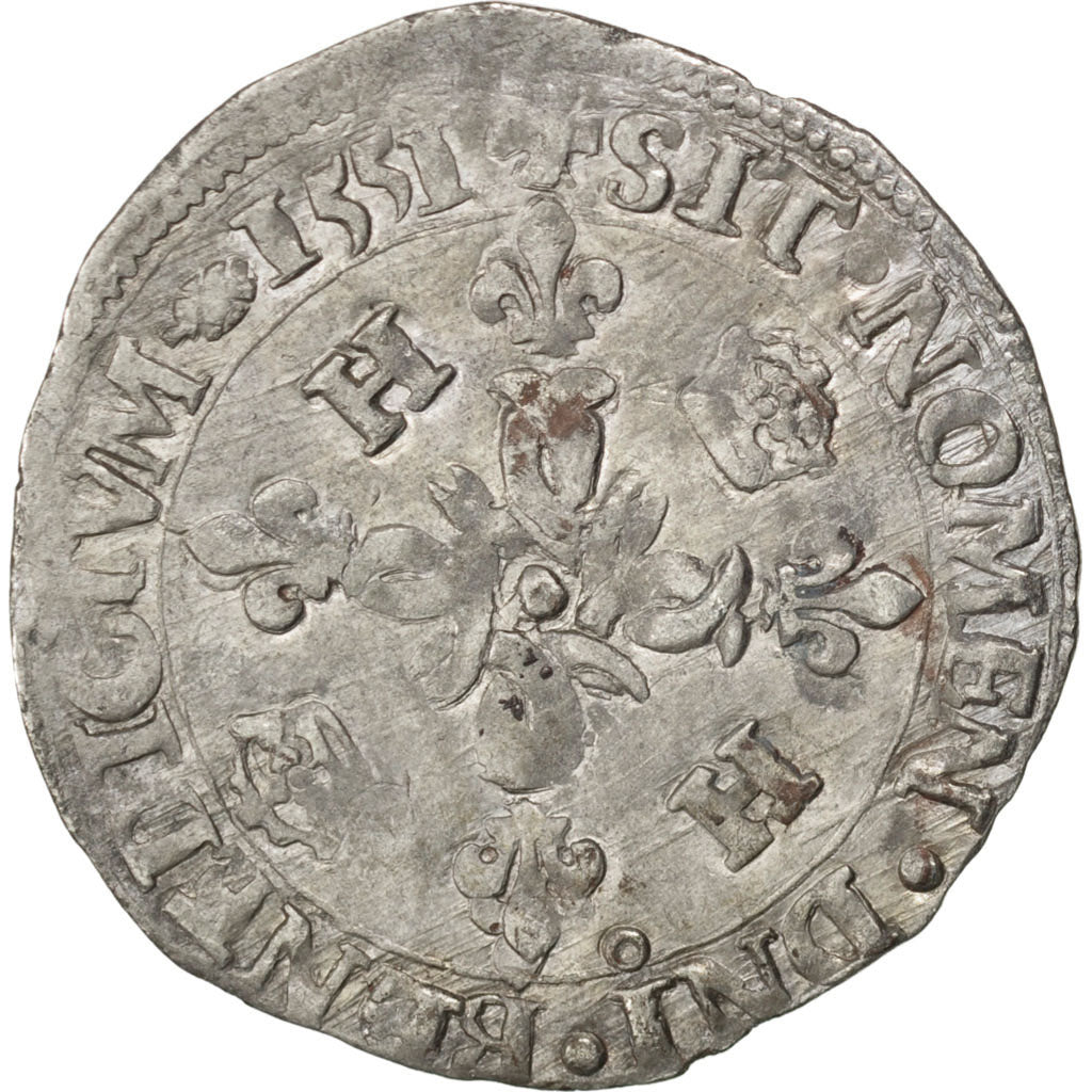 FRANCE, Douzain, 1551, Rennes, EF(40-45), Billon, Sombart #4380, 2.29