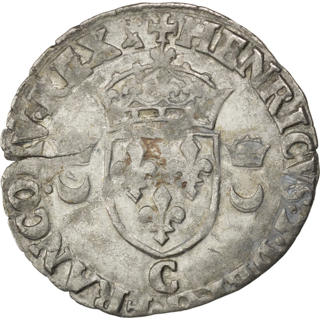 FRANCE, Douzain, 1551, Saint Lô, EF(40-45), Billon, Sombart #4380, 2.27