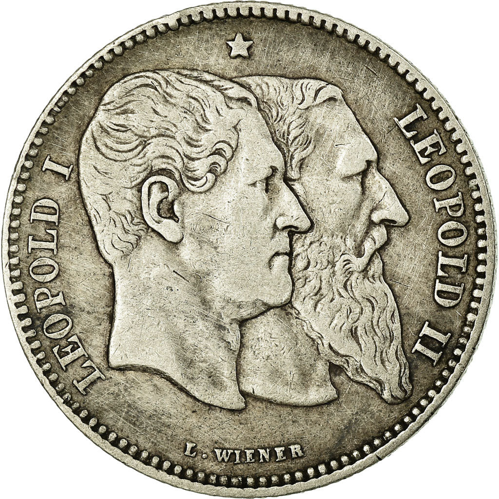 Coin, Belgium, Leopold II, 2 Francs, 2 Frank, 1880, EF(40-45), Silver, KM:39