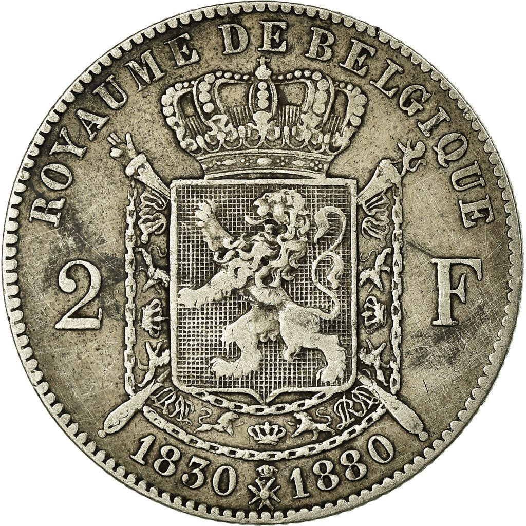 Coin, Belgium, Leopold II, 2 Francs, 2 Frank, 1880, EF(40-45), Silver, KM:39