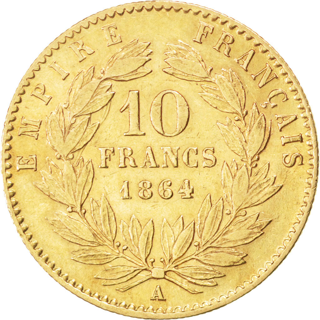 Second Empire, 10 francs or Napoléon III tête laurée, 1864 A, Paris, Gadoury 101