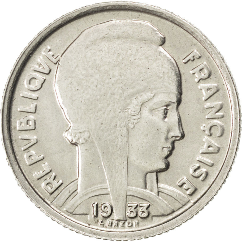 FRANCE, Bazor, 5 Francs, 1933, Paris, KM #887, AU(55-58), Nickel, 23.7, Gadoury.