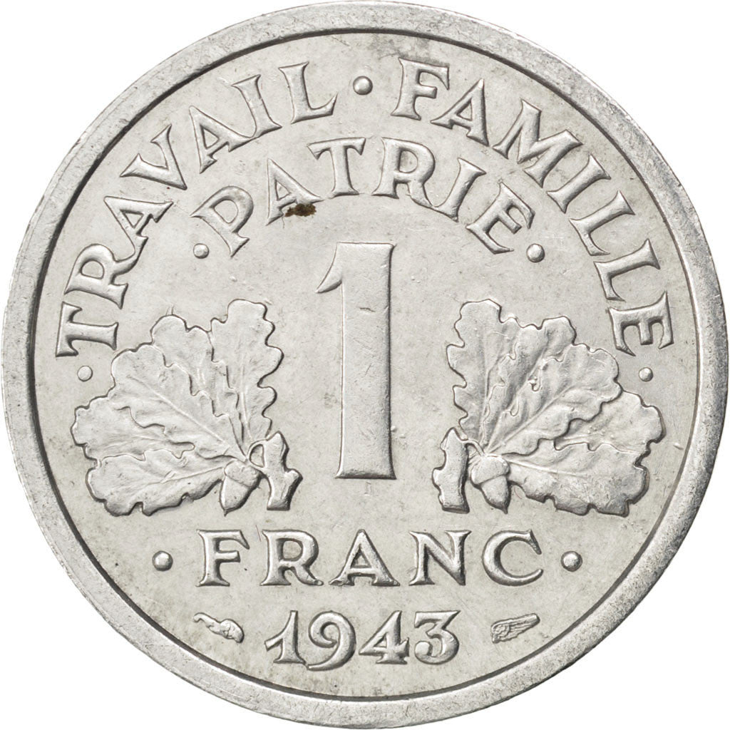 Coin, France, Bazor, Franc, 1943, AU(50-53), Aluminum, KM:902.2, Gadoury:471