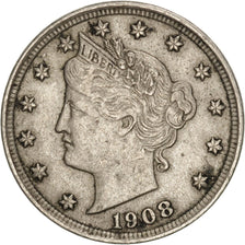 États-Unis, 5 Cents, Liberty Nickel, 1908, Philadelphie, KM 112