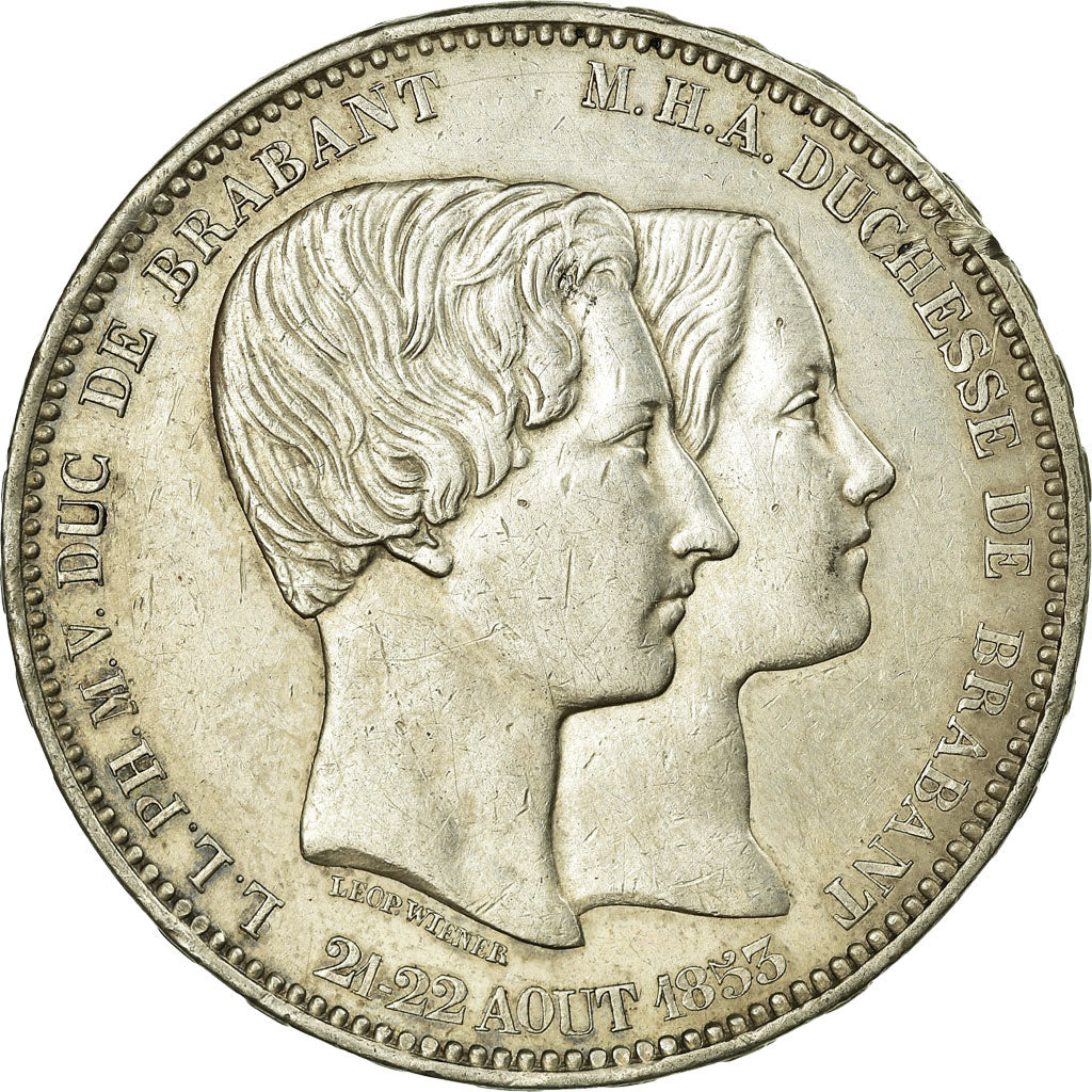 Coin, Belgium, Leopold I, 5 Francs, 1853, AU(55-58), Silver, KM:2.1