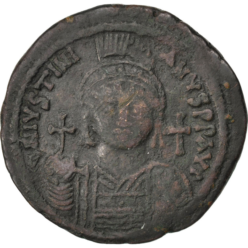 Justinian I 527-565, Follis, Kyzikos, EF(40-45), Copper, Sear #207, 19.36