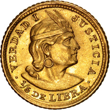 PERU, 1/5 Libra, Pound, 1961, Lima, KM #210, MS(63), Gold, 1.62