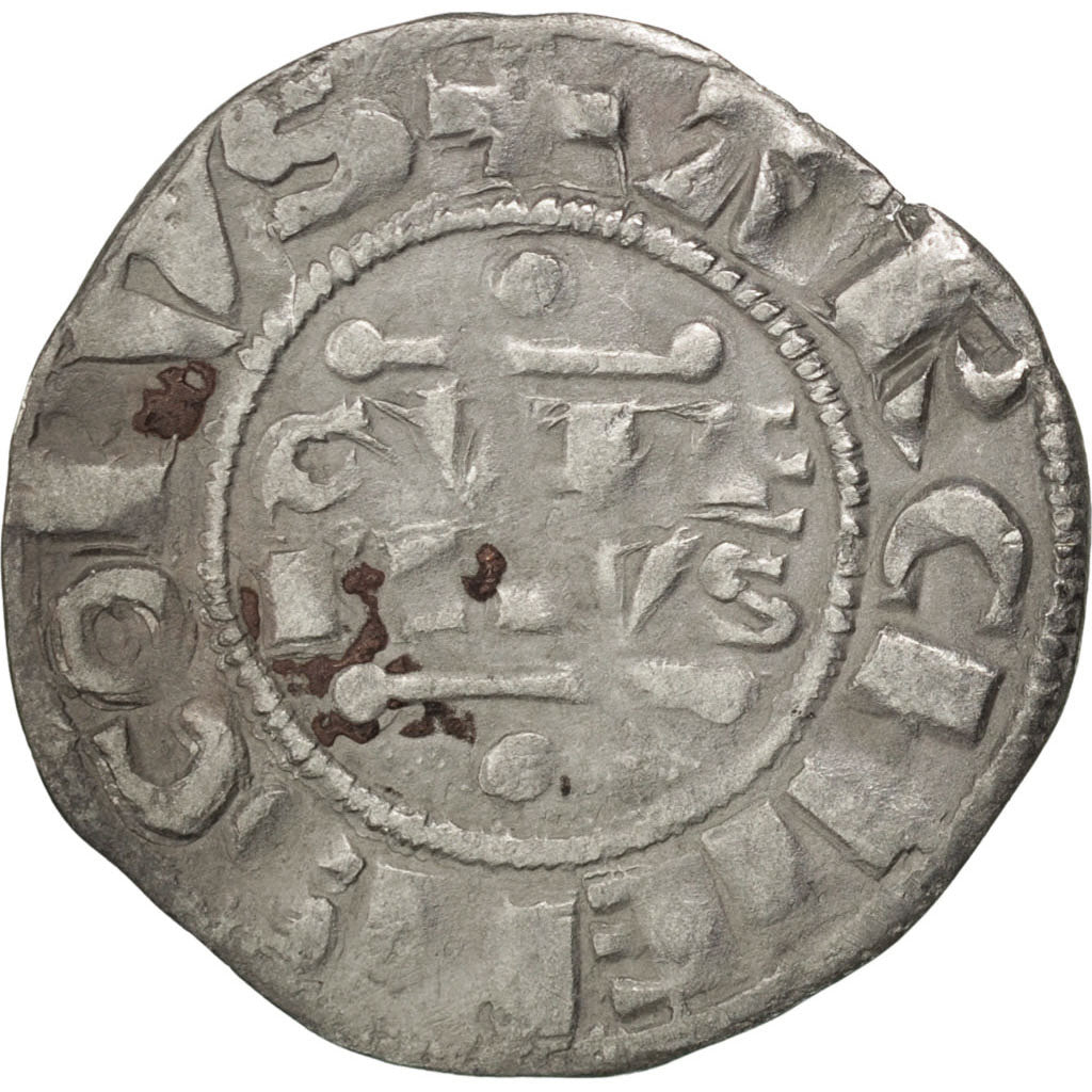 FRANCE, Denarius, Reims, AU(50-53), Silver, 0.78