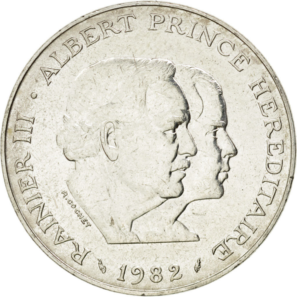 MONACO, 100 Francs, 1982, KM #161, MS(63), Silver, Gadoury #163, 15.05