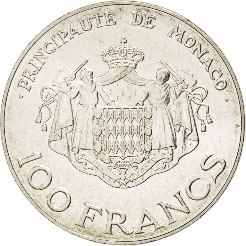 MONACO, 100 Francs, 1982, KM #161, MS(63), Silver, Gadoury #163, 15.05