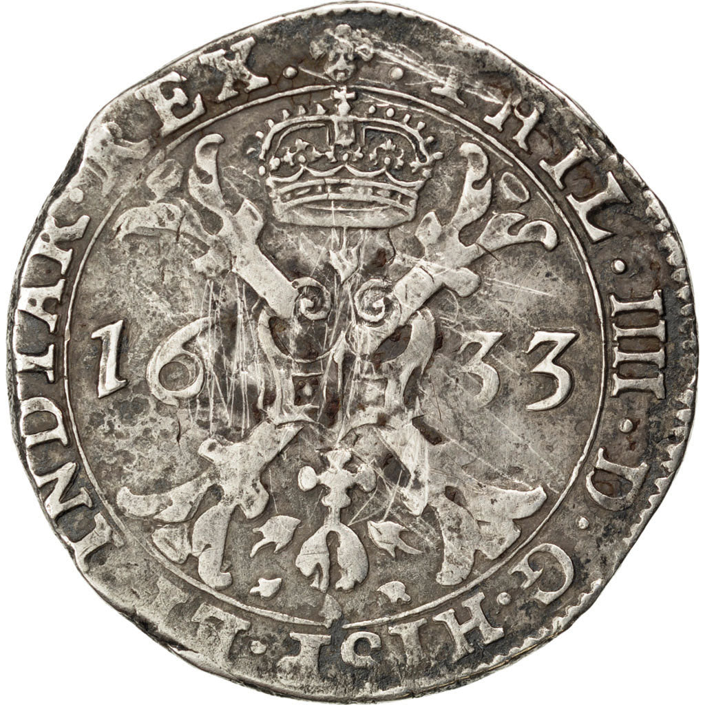 SPANISH NETHERLANDS, Patagon, 1633, Brabant, KM #53.3, VF(30-35), Silver, 27.11