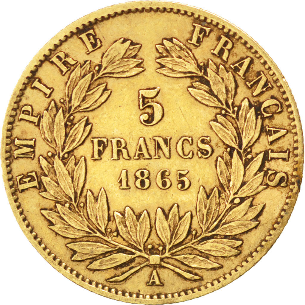 Second Empire, 5 Francs or Napoléon III tête laurée, 1865 A, Paris, Gadoury 1002