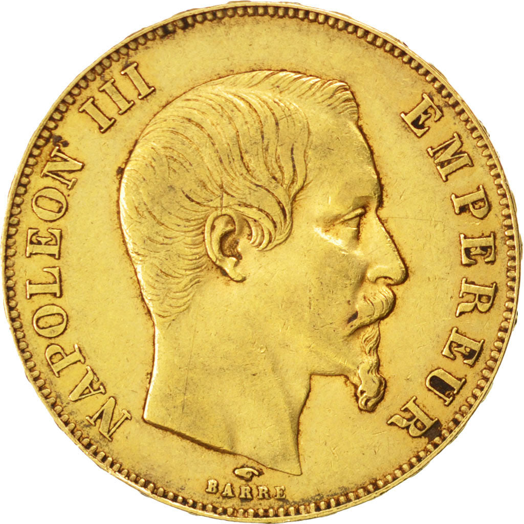 FRANCE, Napoléon III, 50 Francs, 1858, Paris, KM #785.1, EF(40-45), Gold, Gadour