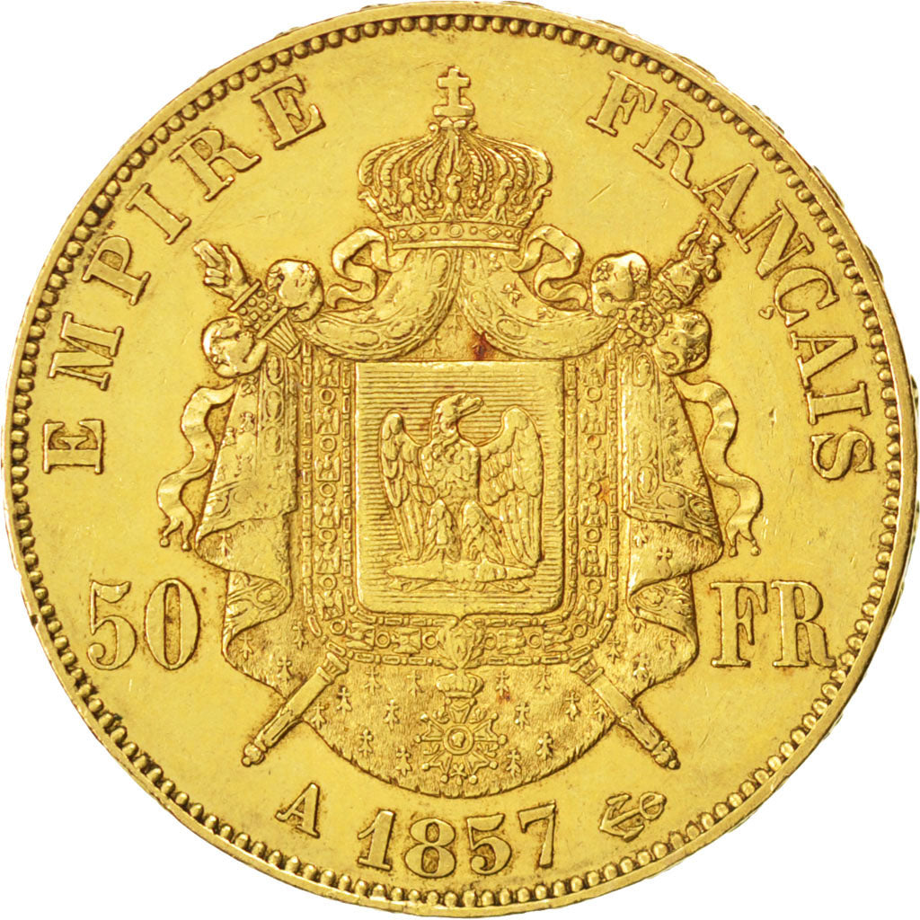 Second Empire, 50 Francs or Napoléon III tête nue, 1857 A, Paris, Gadoury 1111