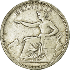 Moneda, Suiza, 5 Francs, 1874, Bern, BC+, Plata, KM:11