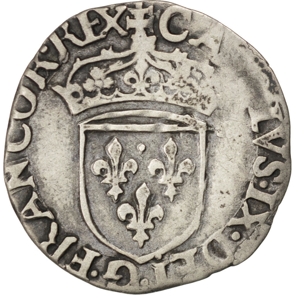 FRANCE, Sol Parisis, 1565, Lyons, EF(40-45), Silver, Sombart #4460, 1.47
