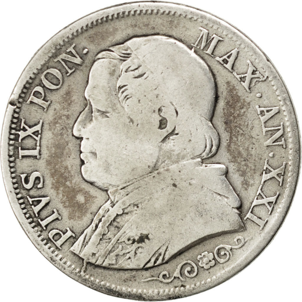 Vatican, Pie IX, 1 Lira, 1866 XXI R, KM 1378