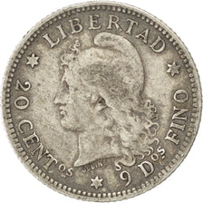 ARGENTINA, 20 Centavos, 1883, KM #27, VF(30-35), Silver, 4.89