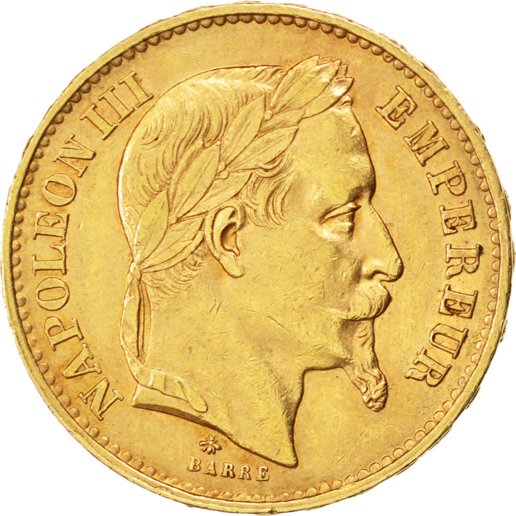 Second Empire, 20 francs or Napoléon III tête laurée, 1870 A, Paris, KM 801.1