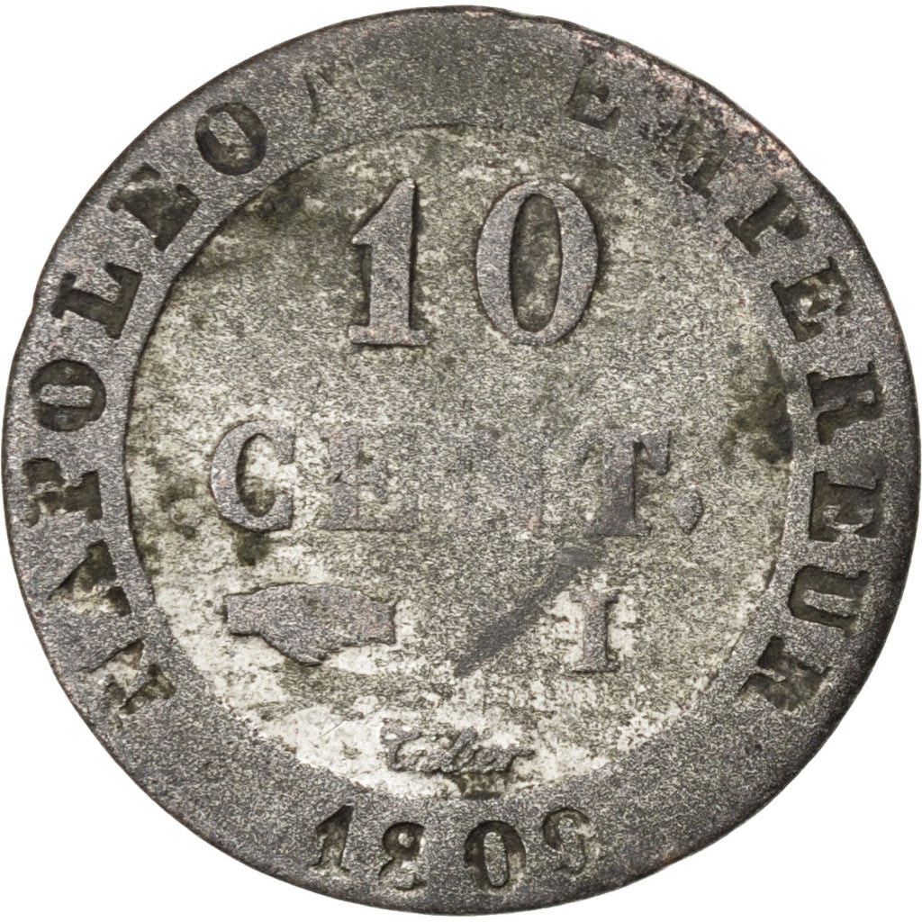 FRANCE, Napoléon I, 10 Centimes, 1809, Limoges, KM #676.5, VF(20-25), Billon, G.