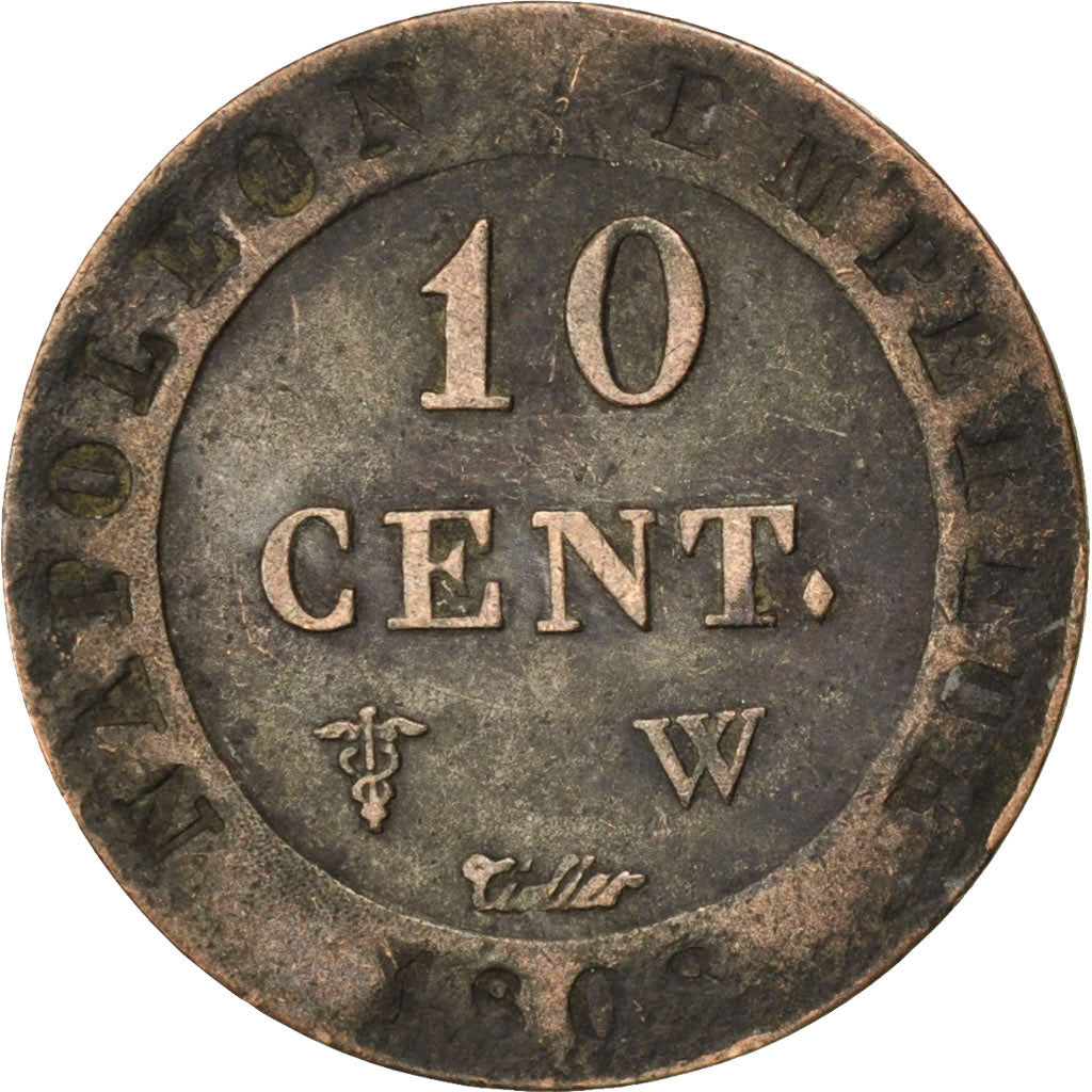 Premier Empire, 10 Centimes Napoléon Ier, 1808 W, Lille, Gadoury 190