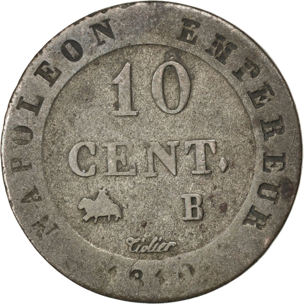 Premier Empire, 10 Centimes Napoléon Ier, 1810 B, Rouen, Gadoury 190