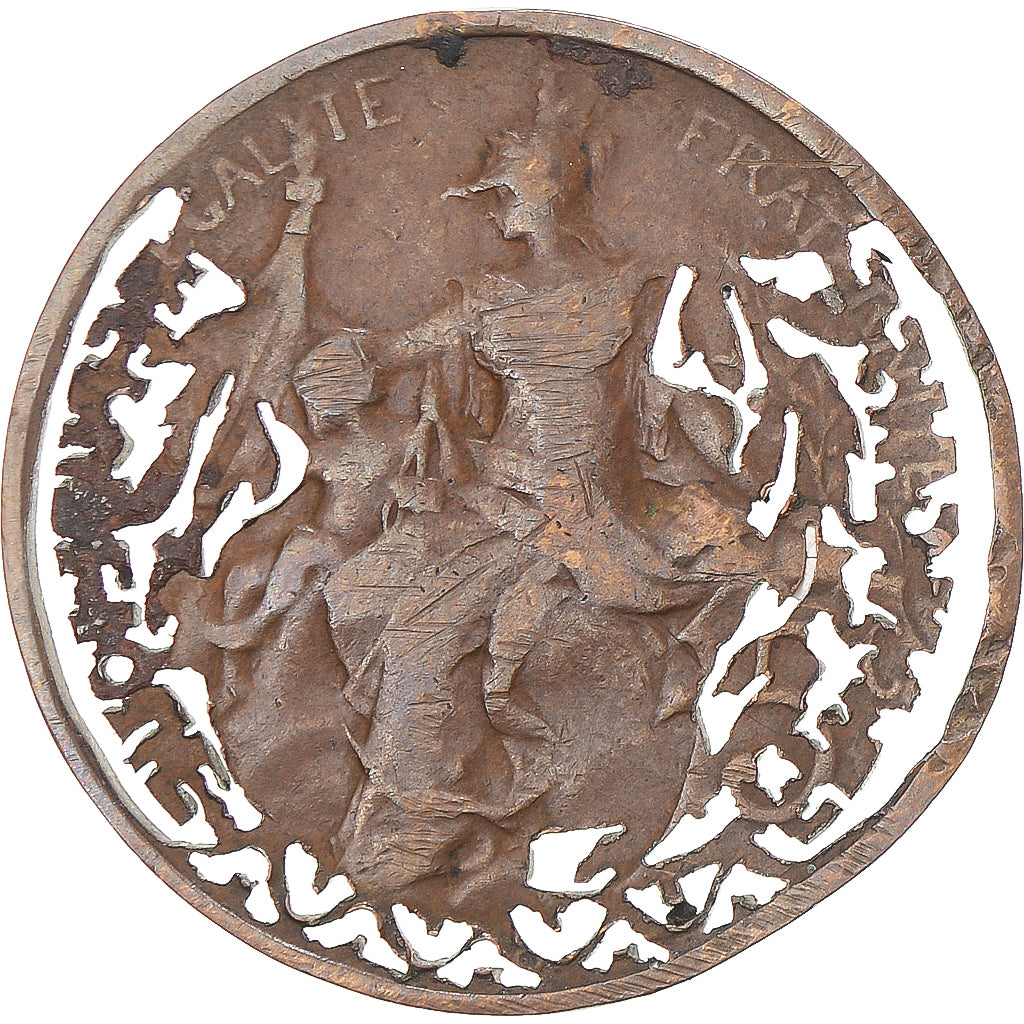 Moneta, Francia, 5 Centimes, 1908, Paris, modifié, MB+, Rame, Gadoury:165