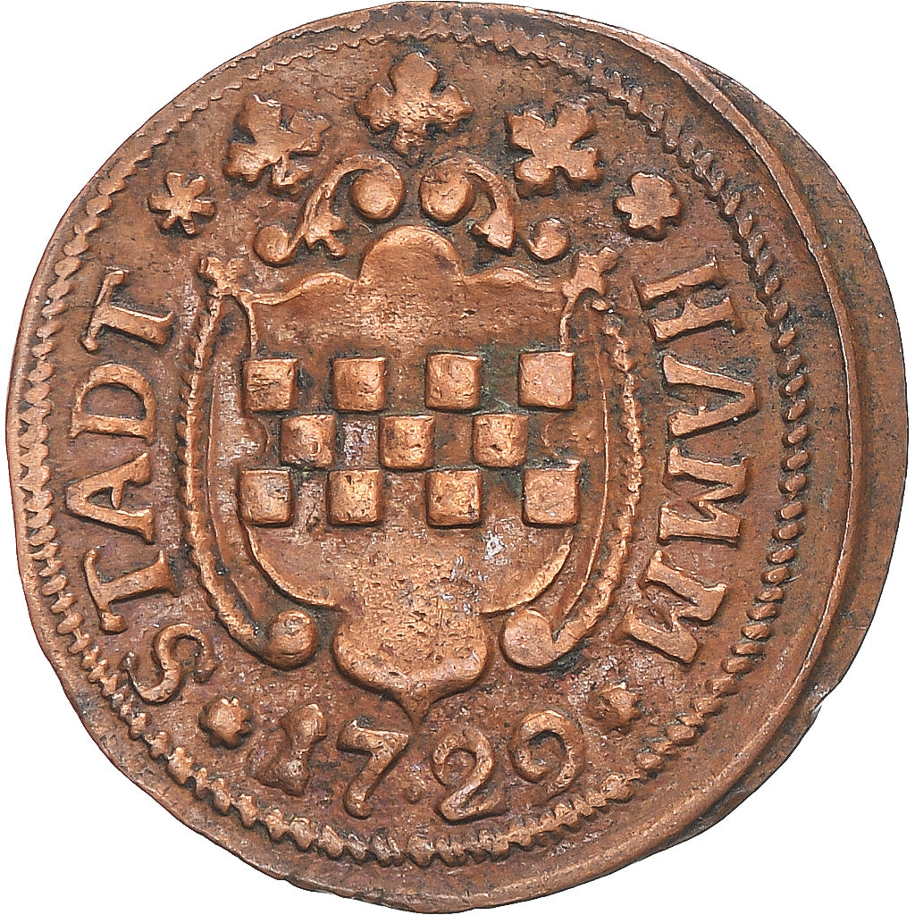 Münze, Deutsch Staaten, HAMM, 3 Pfennig, 1729, Hamm, SS, Kupfer, KM:75