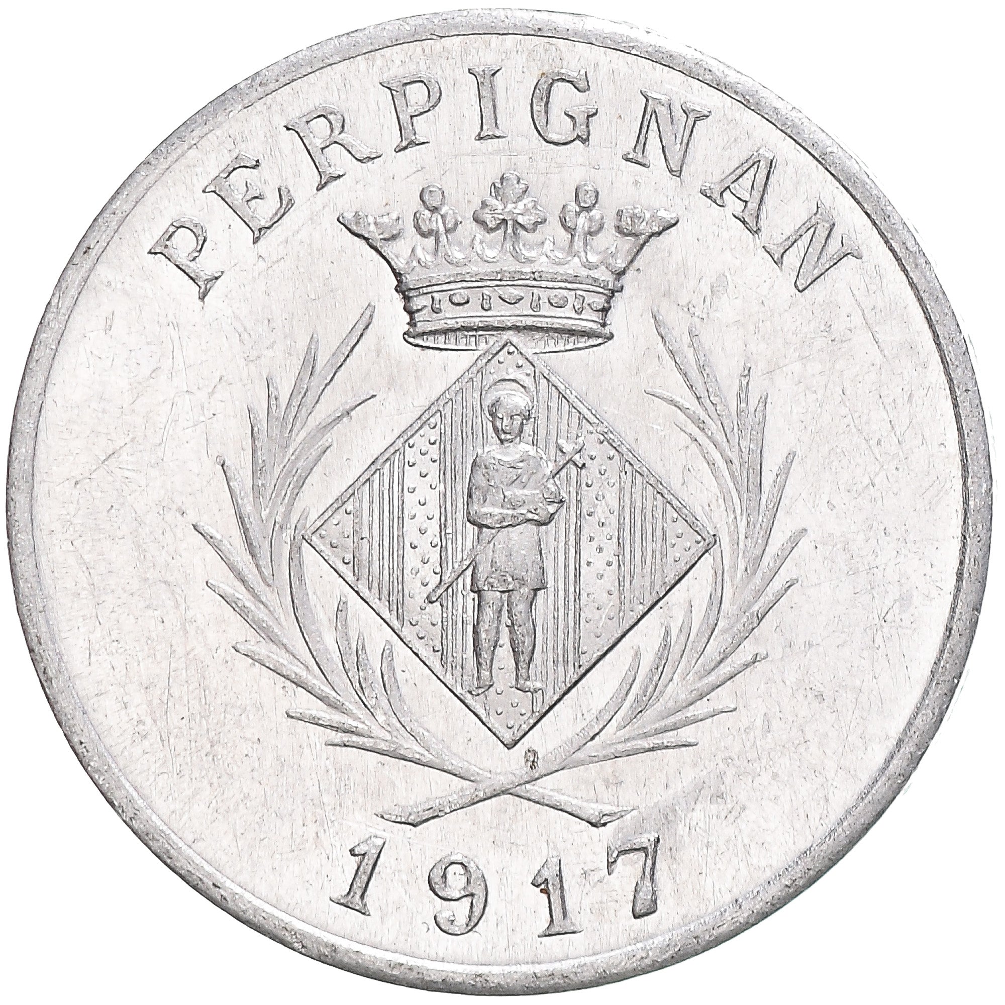 Coin, France, 5 Centimes, 1917, Perpignan, Monnaie de nécessité, AU(55-58)
