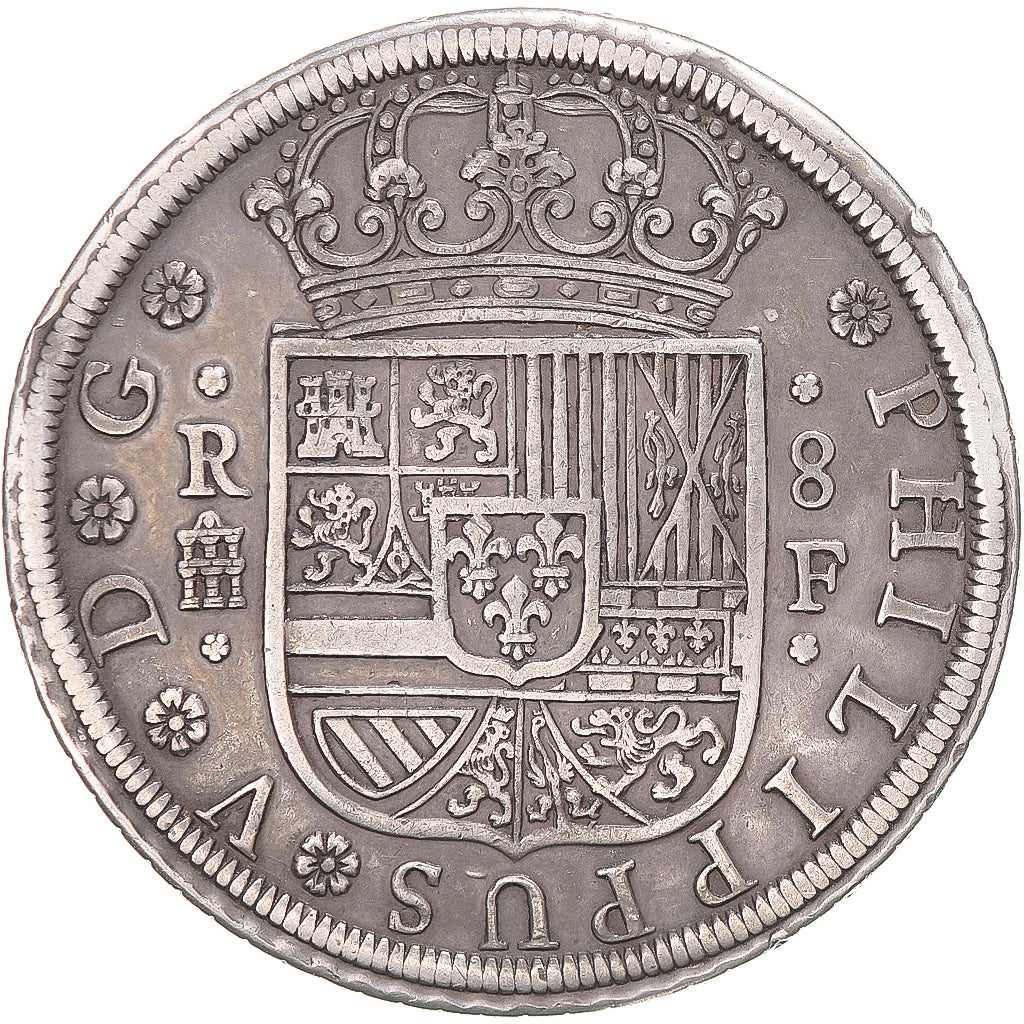 Moneta, Hiszpania, Philip V, 8 Reales, 1728, Segovia, AU(55-58), Srebro