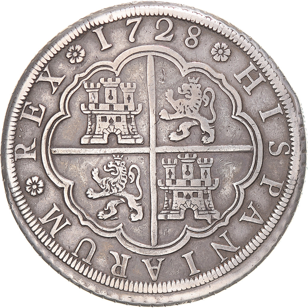 Moneta, Hiszpania, Philip V, 8 Reales, 1728, Segovia, AU(55-58), Srebro