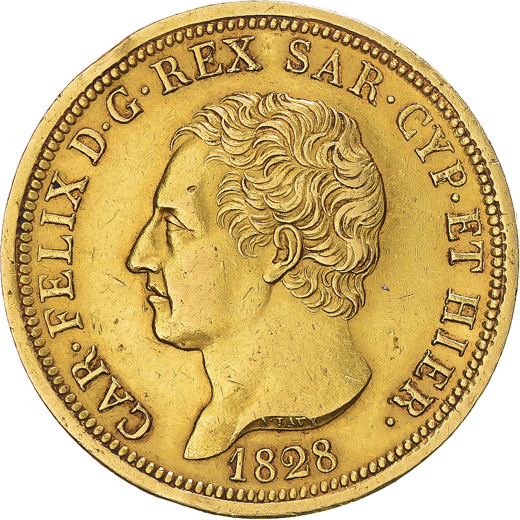 Moeda, ESTADOS ITALIANOS, SARDINIA, Carlo Felice, 80 Lire, 1828, Torino