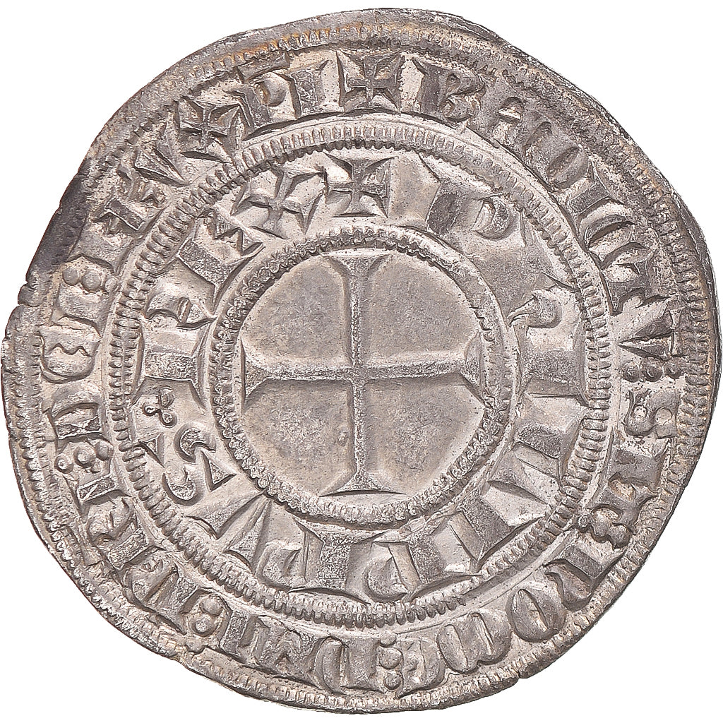 Coin, France, Philip V, Gros Tournois, 1318-1322, AU(55-58), Silver, Gadoury:238
