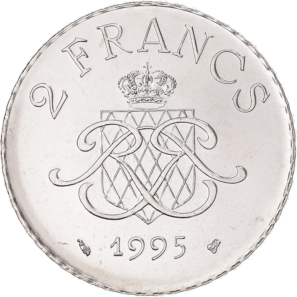 Coin, Monaco, Rainier III, 2 Francs, 1995, Paris, BU, MS(65-70), Nickel