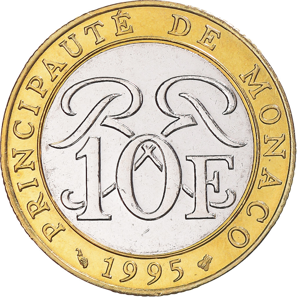 Coin, Monaco, Rainier III, 10 Francs, 1995, Paris, BU, MS(65-70), Bi-Metallic