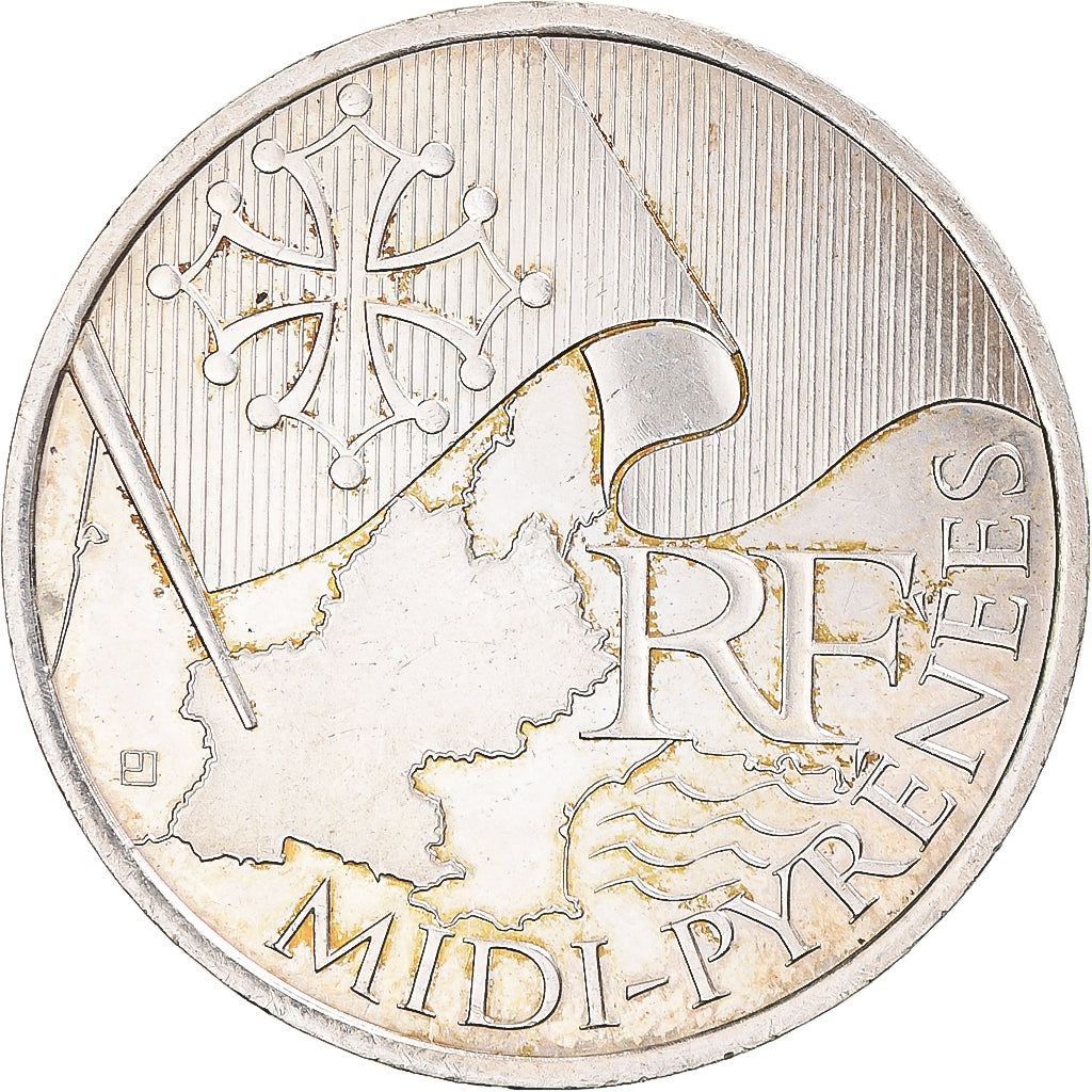 France, 10 Euro, 2010, Paris, Midi-Pyrénées, SUP+, Argent, KM:1663