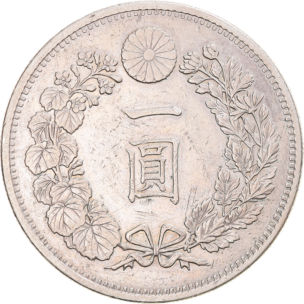 Coin, Japan, Mutsuhito, Yen, 1874-1887, Osaka, large type, AU(55-58), Silver