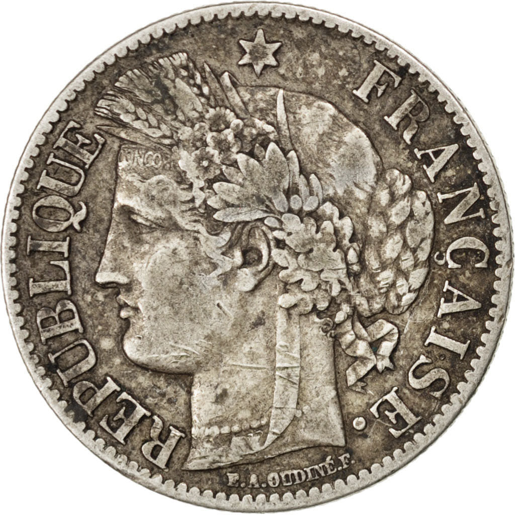 FRANCE, Cérès, 2 Francs, 1871, Paris, KM #817.1, EF(40-45), Silver, 27, Gadoury