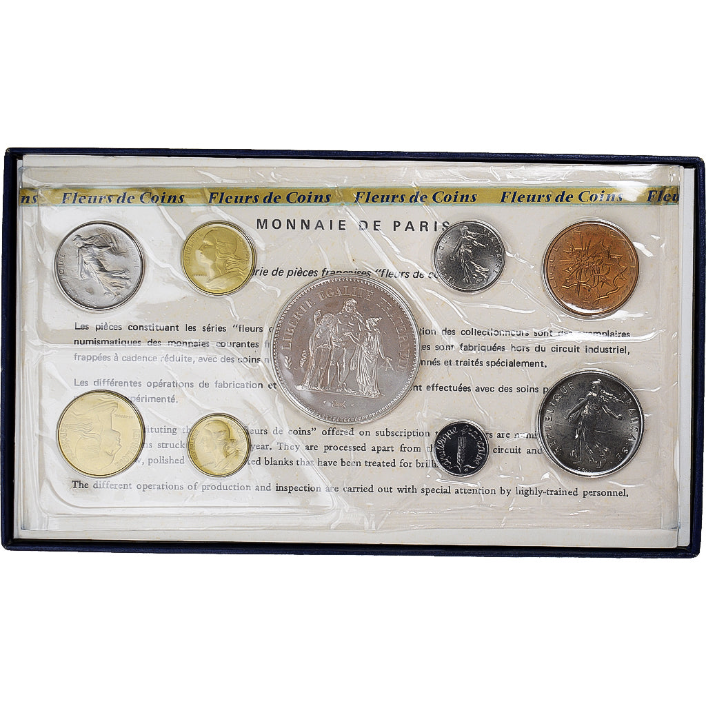 Moneta, Francja, Coffret 1 c. à 50 frs., 1975, Monnaie de Paris, FDC
