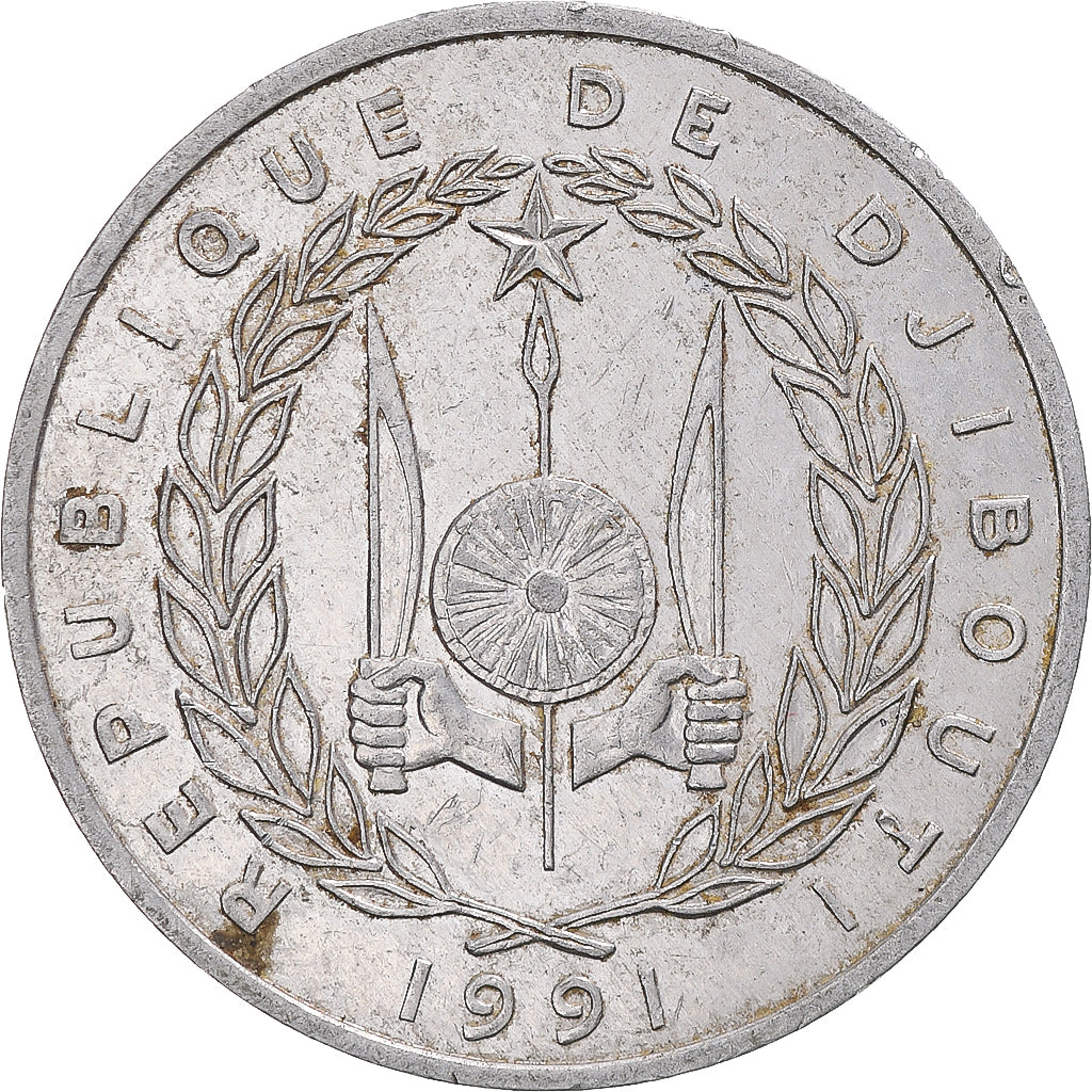 Monnaie, Djibouti, 5 Francs, 1991, Paris, TTB, Aluminium, KM:22