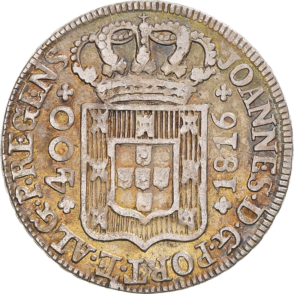 Moneda, Portugal, João Príncipe Regente, 400 Reis, 1816, Lisbon, MBC, Plata
