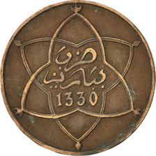 MOROCCO, 5 Mazunas, 1912, bi-Bariz, KM #28.1, EF(40-45), Bronze, 5.12
