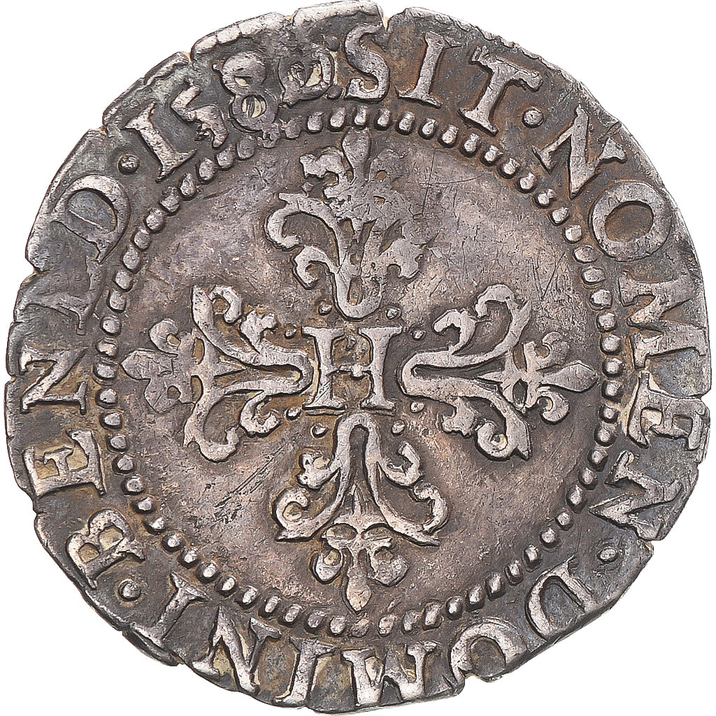 Münze, Frankreich, Henri III, 1/4 franc au col gaufré, 1580, Poitiers, SS+