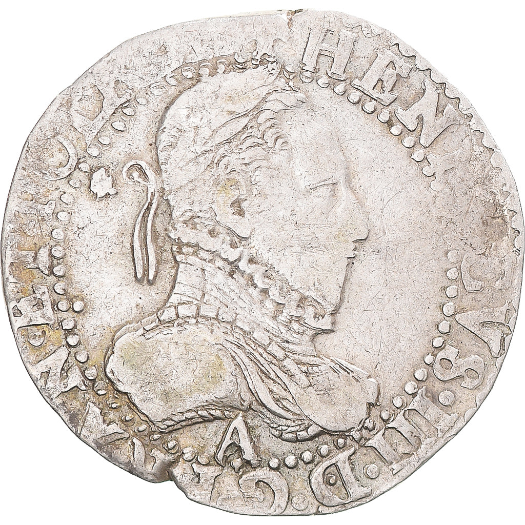 Moneta, Francia, Henri III, 1/2 franc au col gaufré, 1587, Paris, MB+, Argento