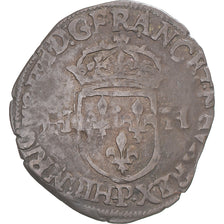 Moeda, França, Henri IV, Douzain, 1595, Dijon, VF(30-35), Lingote, Gadoury:552