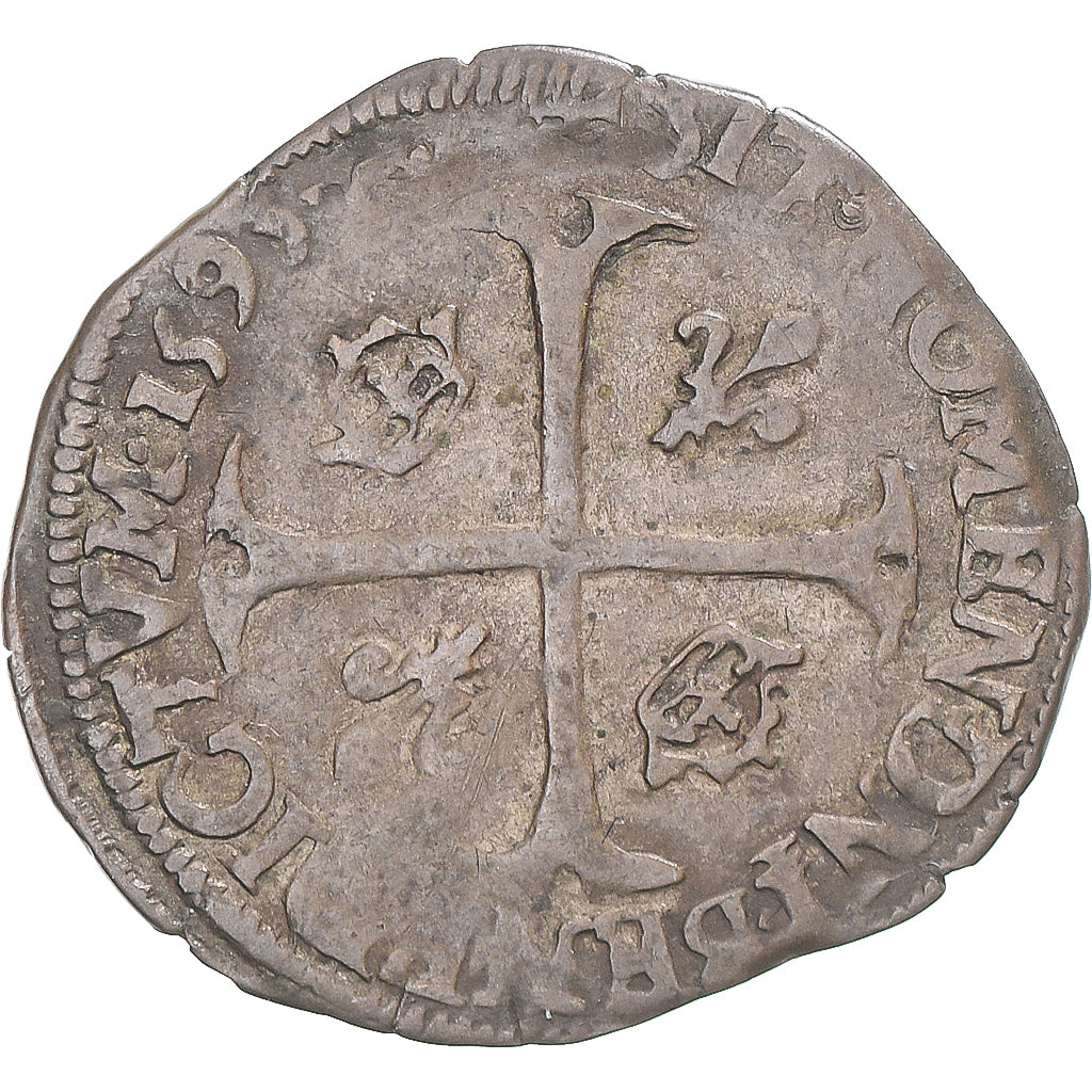 Moeda, França, Henri IV, Douzain, 1595, Dijon, VF(30-35), Lingote, Gadoury:552