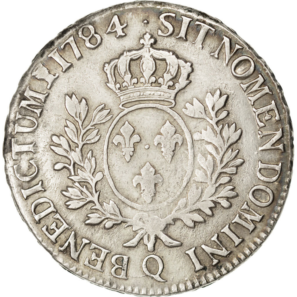 FRANCE, Écu aux branches d'olivier, ECU, 1784, Perpignan, KM #564.13, EF(40-45),