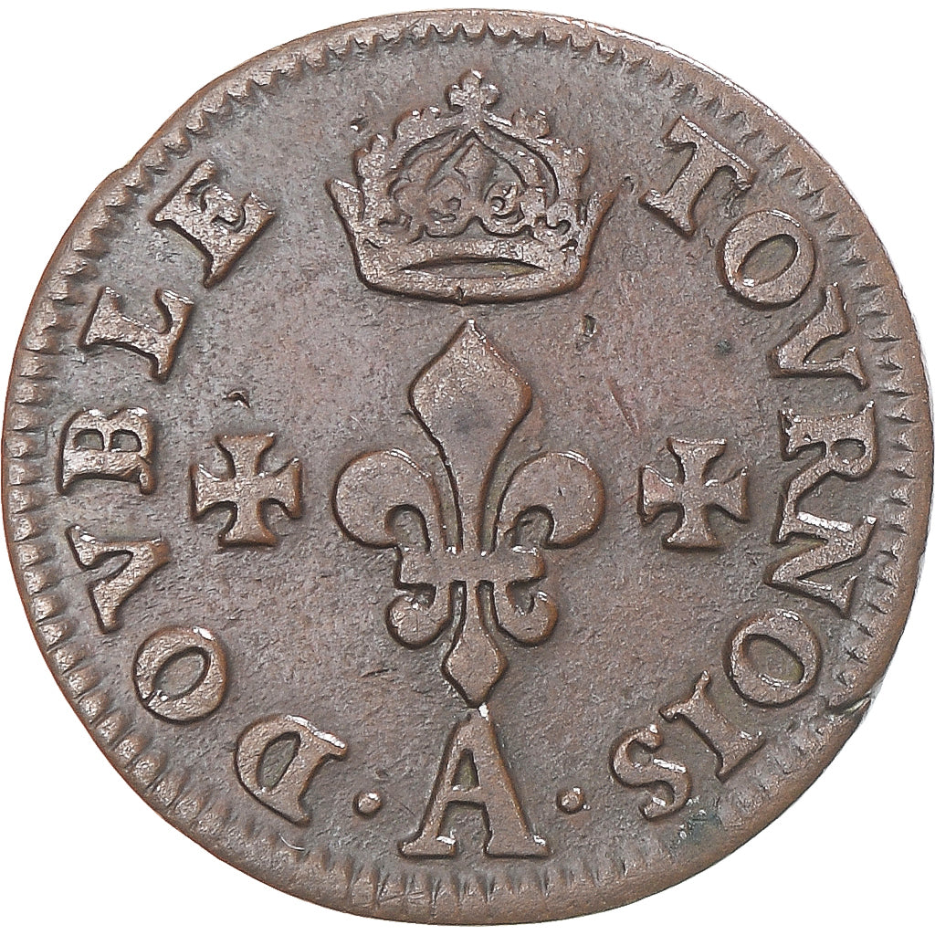 Monnaie, France, Louis XIV, Double Tournois, 1647, Paris, ESSAI, TB+, Cuivre