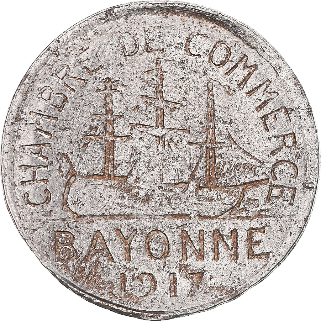 Coin, France, 5 Centimes, 1917, Bayonne, Chambre de Commerce, VF(20-25), Steel